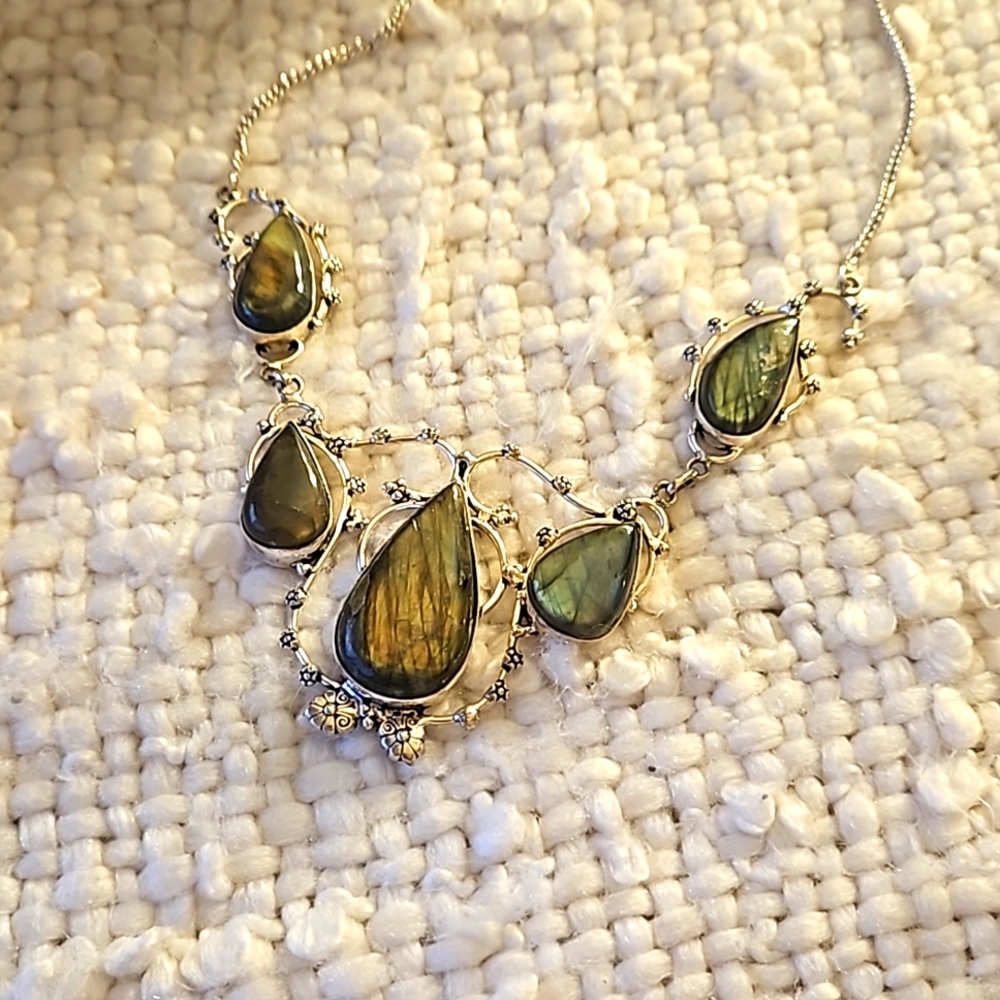 925 Silver Labradorite Collar Necklace
